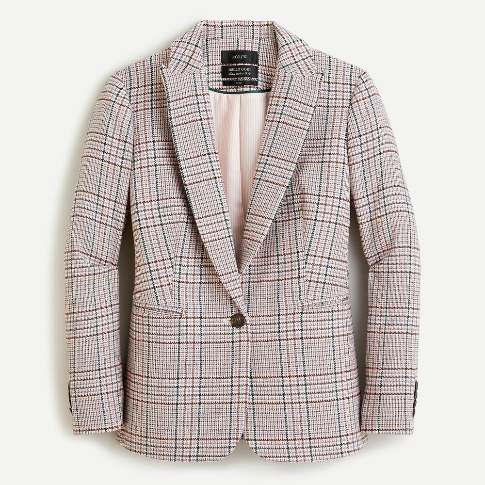 J. Crew Parke Blazer in Ivory Plaid Italian Wool Size 0